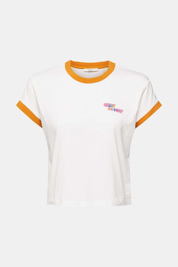 Cropped T-shirt met logo, 100% katoen, OFF WHITE, overview