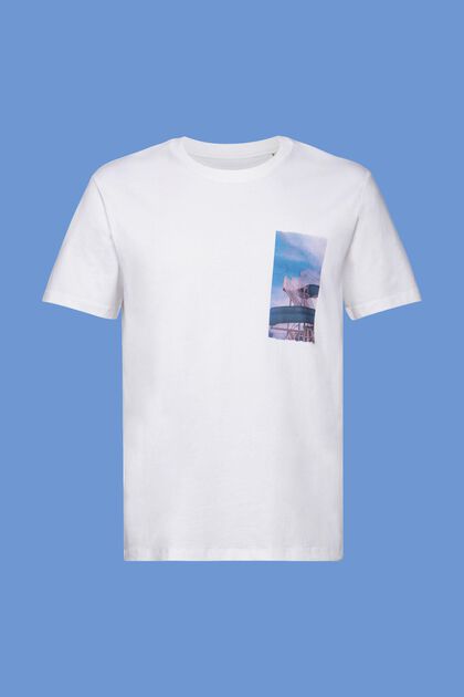 T-shirt met print op de borst, 100% katoen