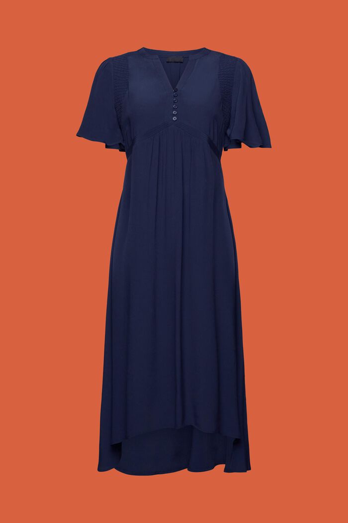 Midi-jurk met vaste strikceintuur, NAVY, detail image number 6