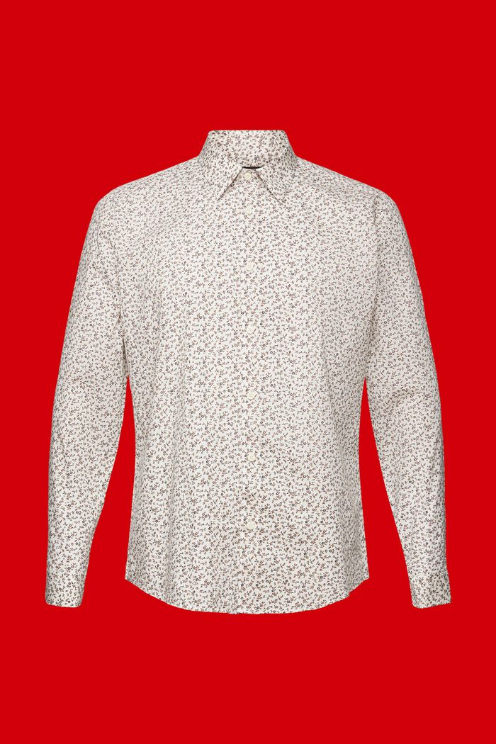 Katoenen slim fit overhemd met motief, OFF WHITE, detail image number 5