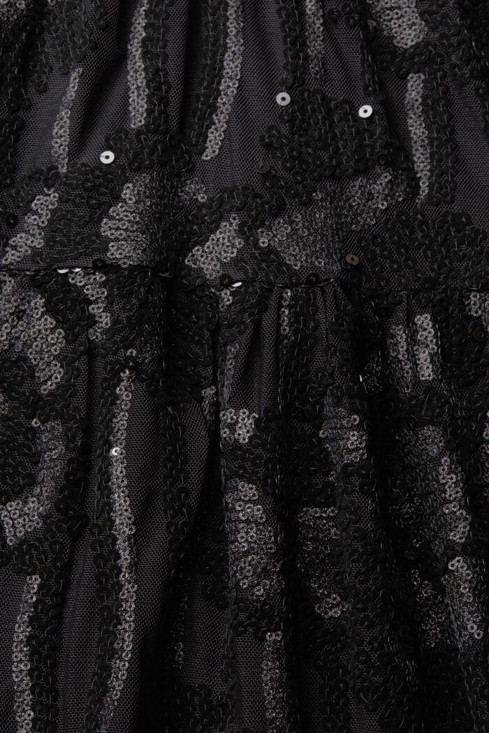 Mesh midi-jurk met pailletjes, BLACK, detail image number 4