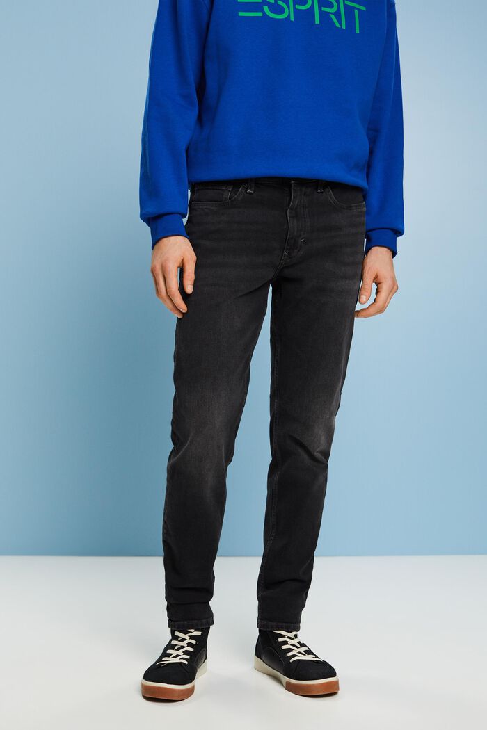 Mid rise regular tapered jeans, BLACK DARK WASHED, detail image number 0