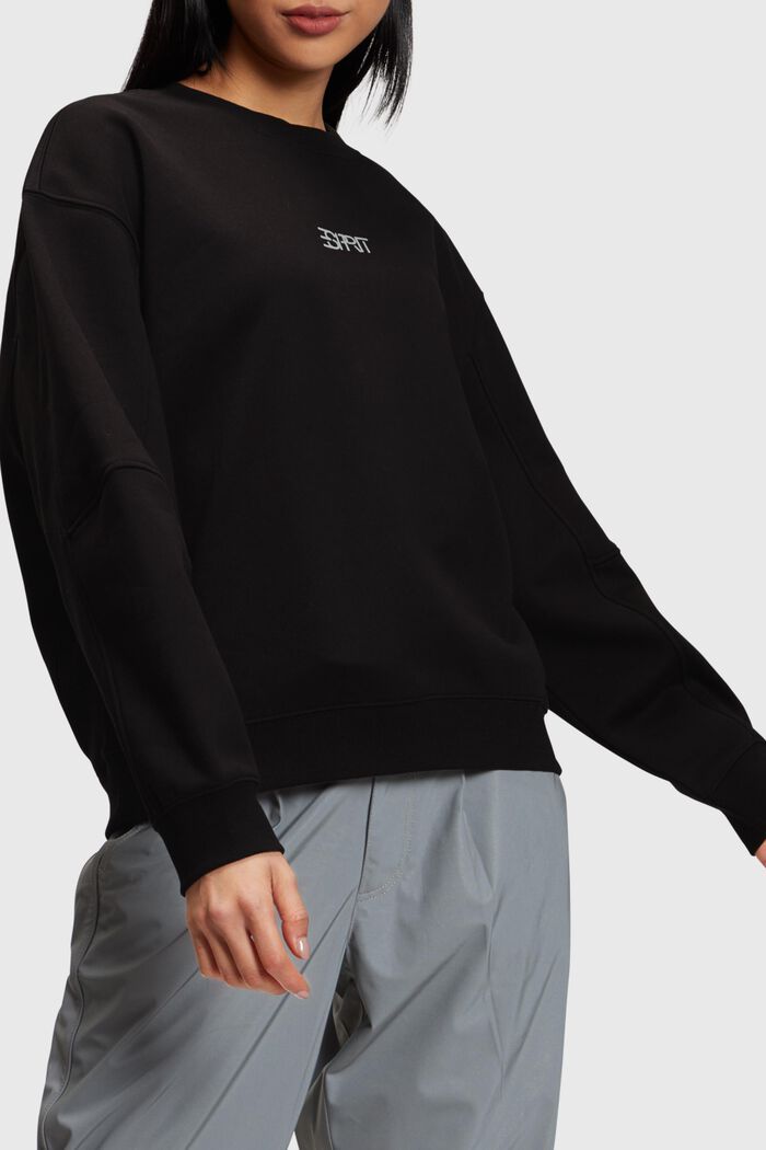 Oversized sweatshirt met logoprint, BLACK, detail image number 0