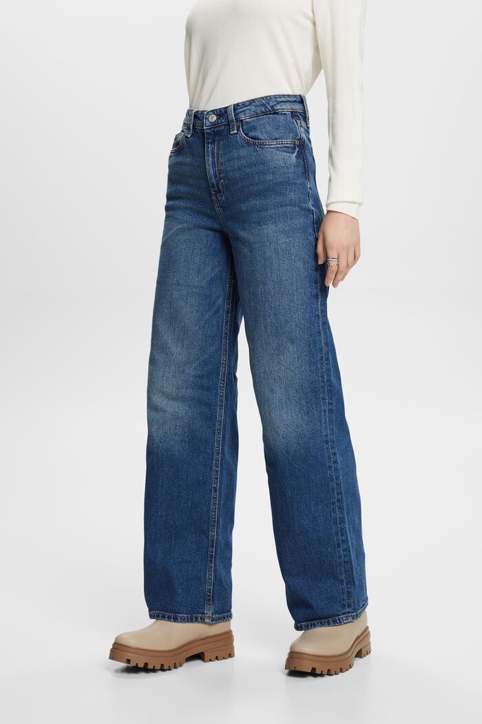 Retro jeans met wijde pijpen, BLUE MEDIUM WASHED, detail image number 0