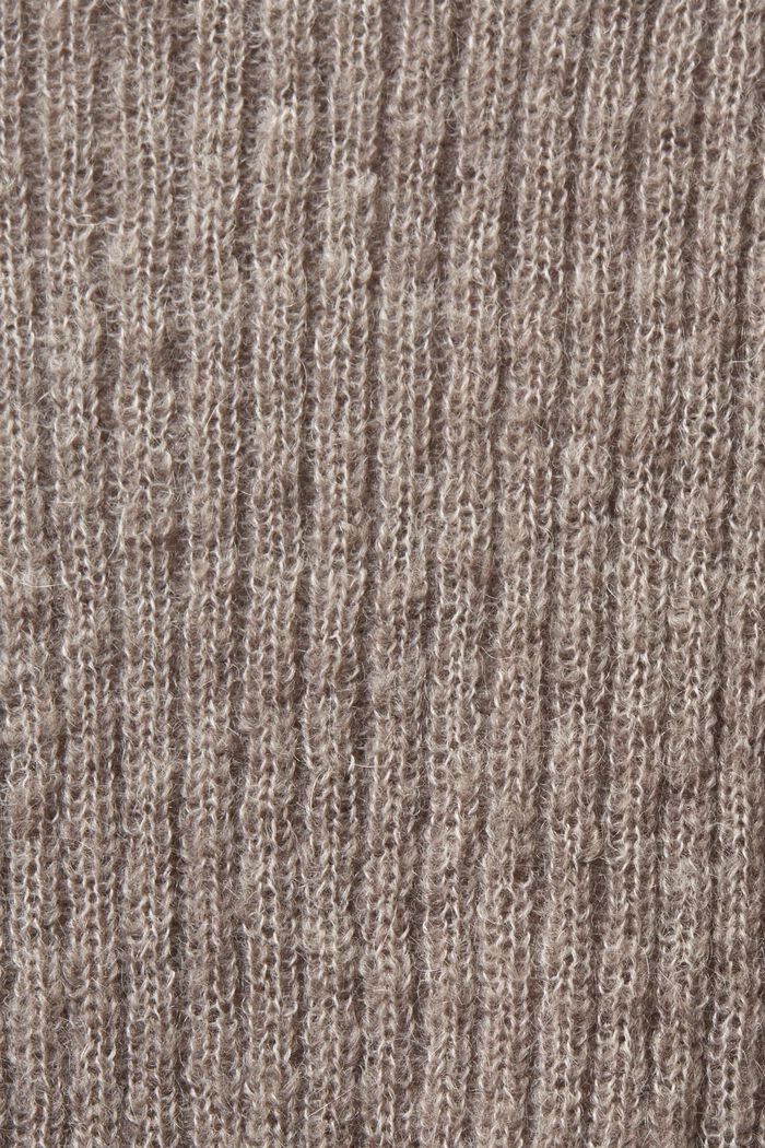 Gebreide trui met kabelpatroon en turtleneck, BROWN GREY, detail image number 7