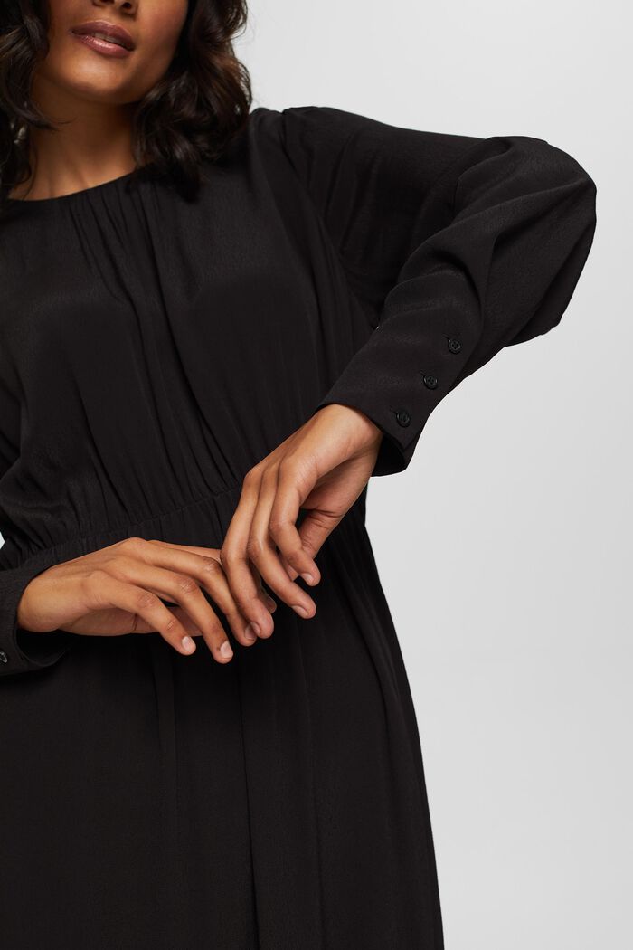 Midi-jurk van crêpe met LENZING™ ECOVERO™, BLACK, detail image number 3