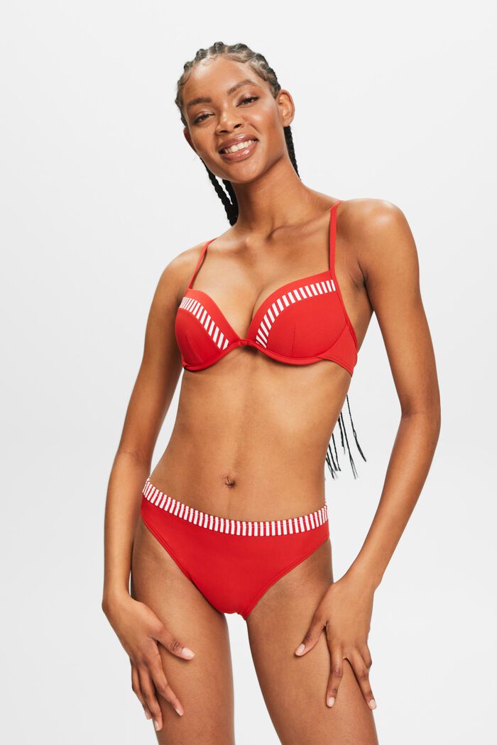 Gewatteerde bikinitop met beugels, DARK RED, detail image number 0