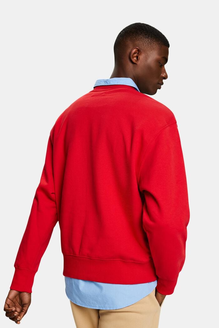 Uniseks logo-sweatshirt van katoenen fleece, RED, detail image number 5