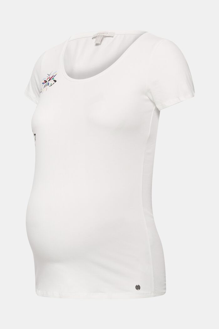Shirt met stretch en subtiele glansprint, OFF WHITE, detail image number 0