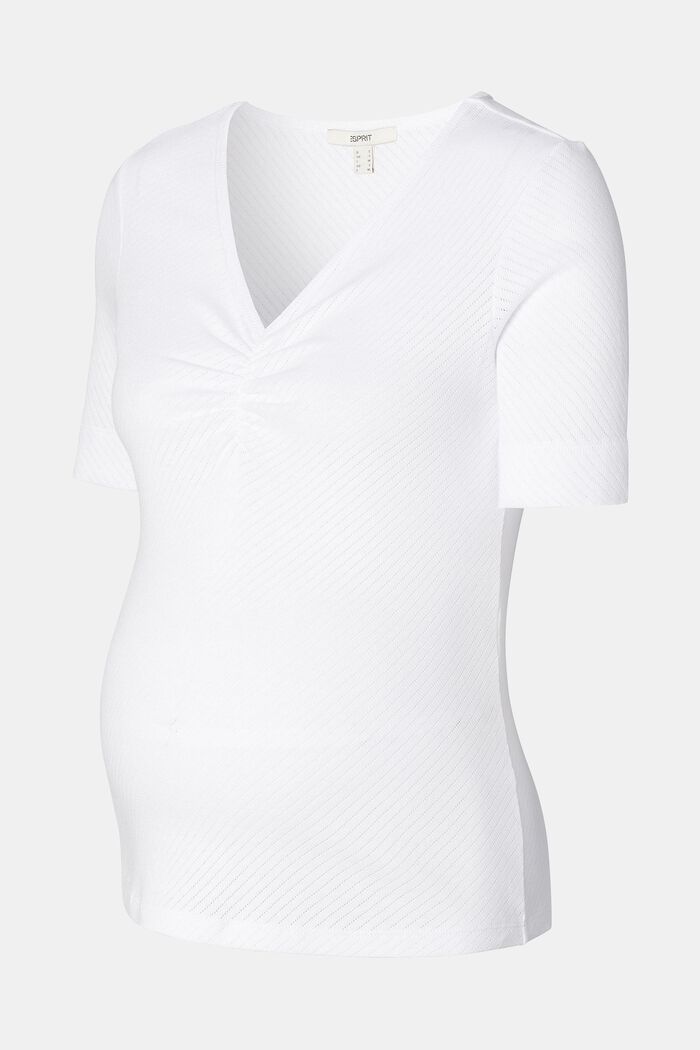 Opengewerkt T-shirt, organic cotton, BRIGHT WHITE, detail image number 4