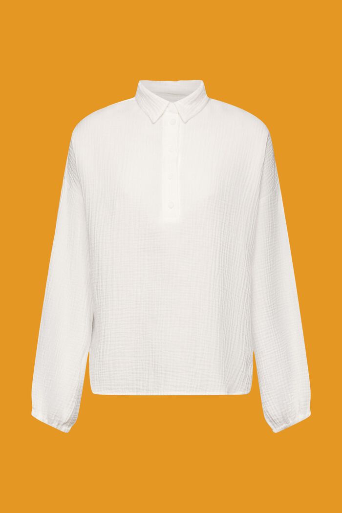 Gestructureerde blouse van katoen, WHITE, detail image number 5