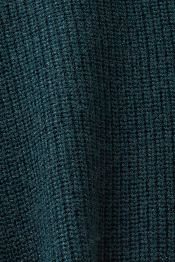 Ribgebreid, mouwloos vest van wolmix, NEW EMERALD GREEN, detail image number 5