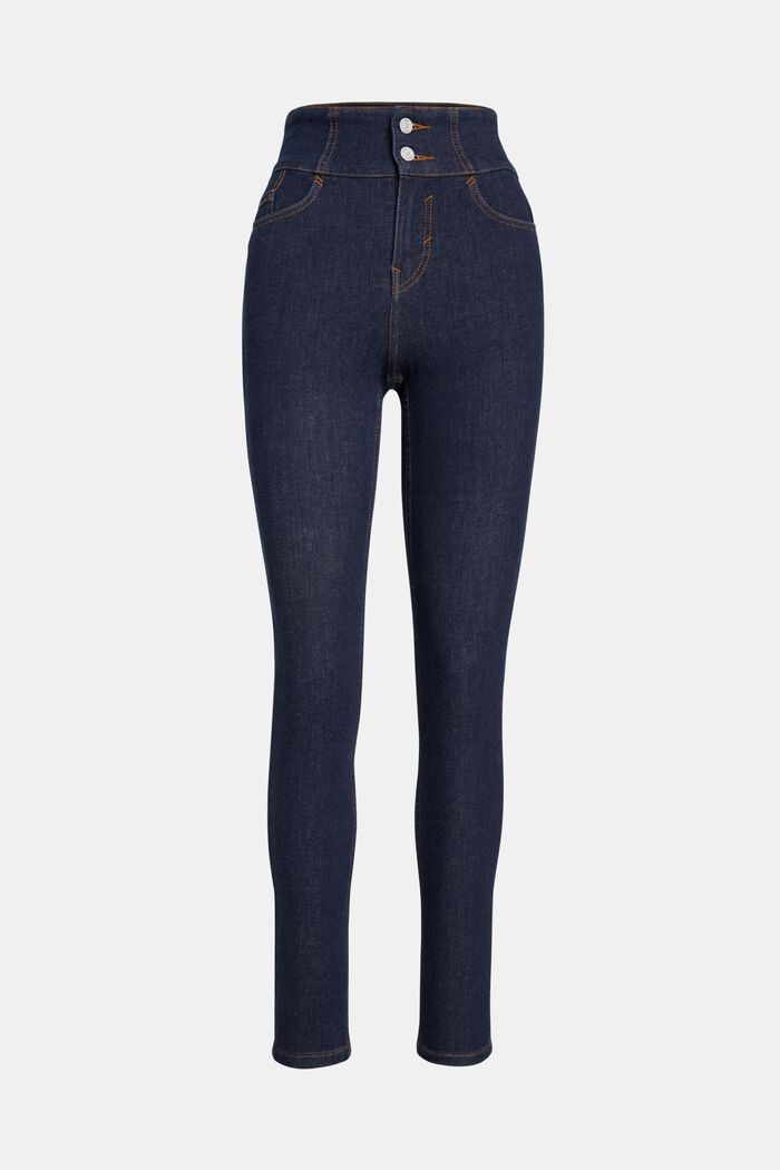 Body Contour: high rise skinny jeans, BLUE DARK WASHED, detail image number 6