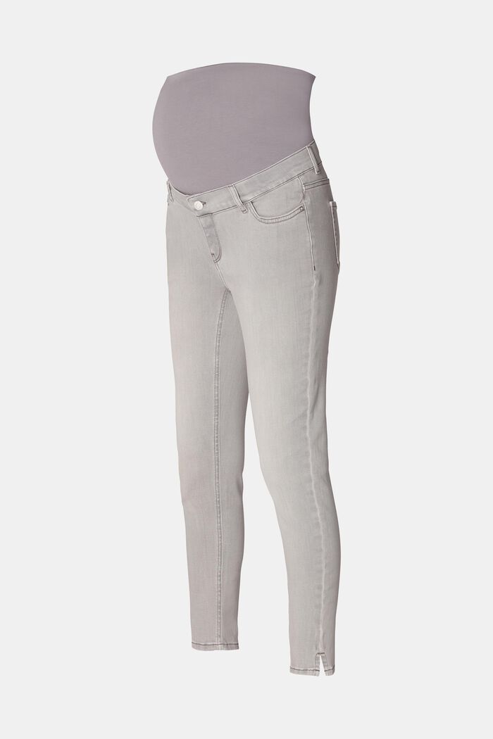 Gerecycled: jeans met band boven de buik, GREY DENIM, detail image number 4