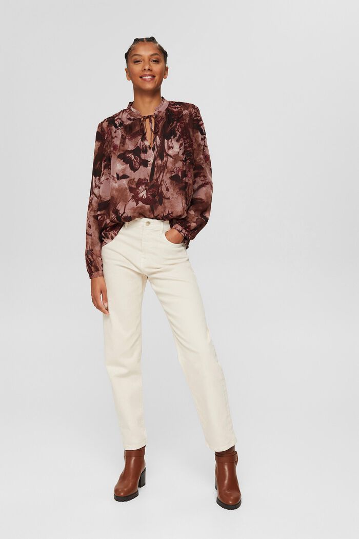 Gerecycled: chiffon blouse met bloemenprint, OLD PINK, detail image number 6