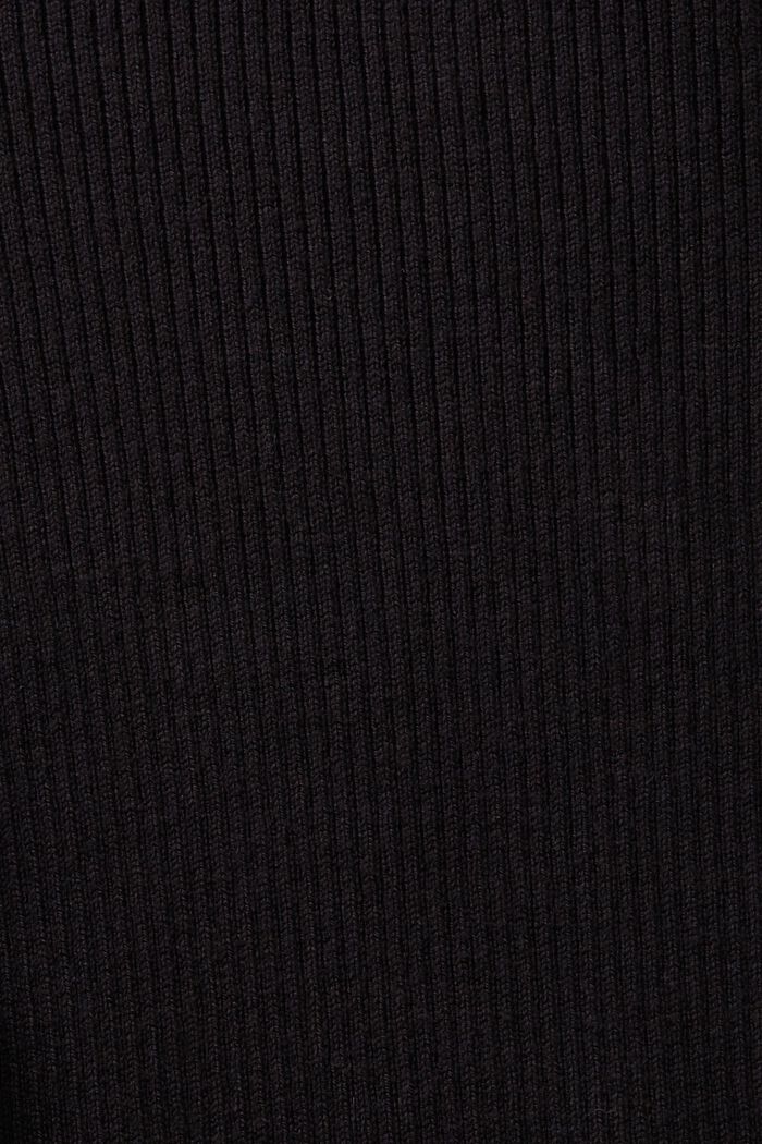 Ribgebreide trui met opstaande kraag, BLACK, detail image number 5