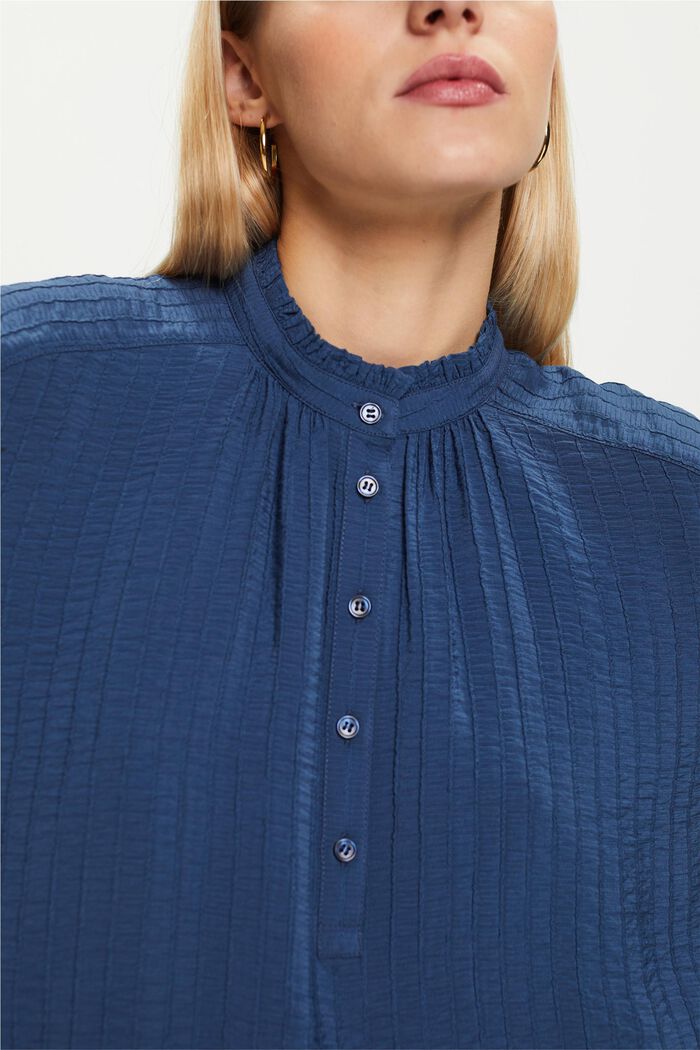 Gestructureerde blouse met lange mouwen, GREY BLUE, detail image number 4