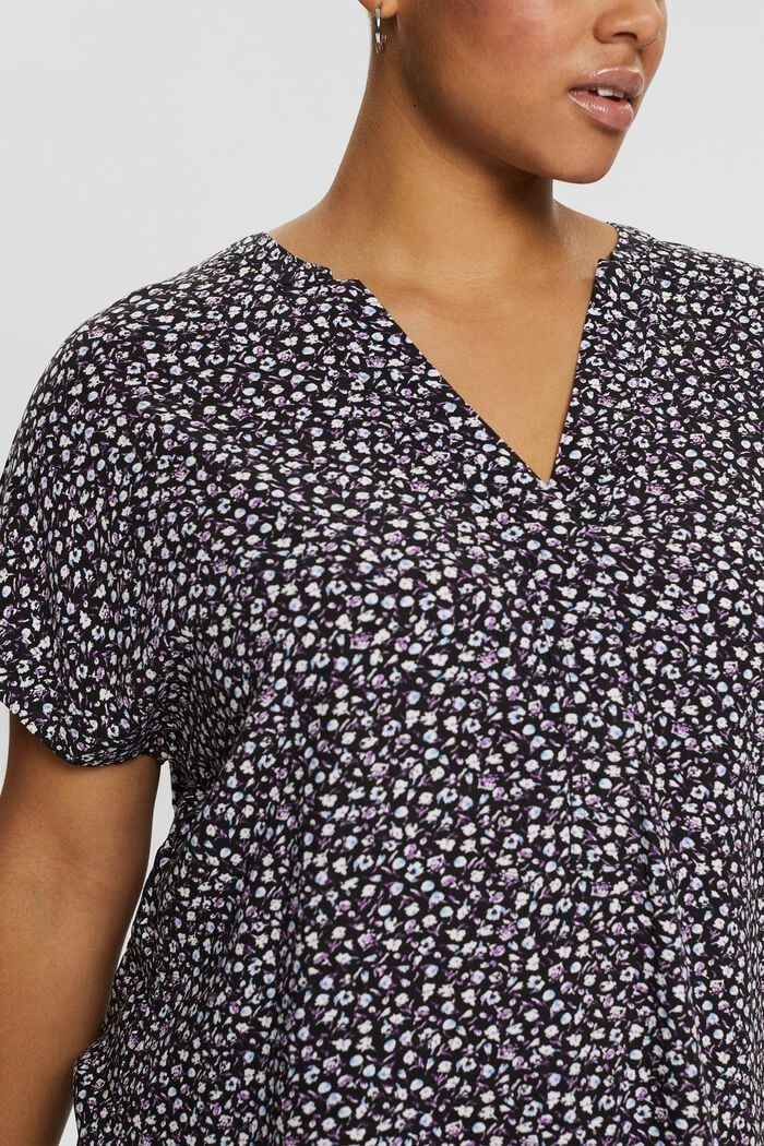 CURVY gebloemde blouse van LENZING™ ECOVERO™, NAVY, detail image number 2
