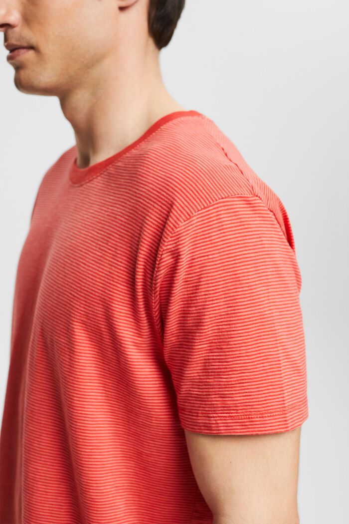 Jersey T-shirt met streepmotief, RED ORANGE, detail image number 1