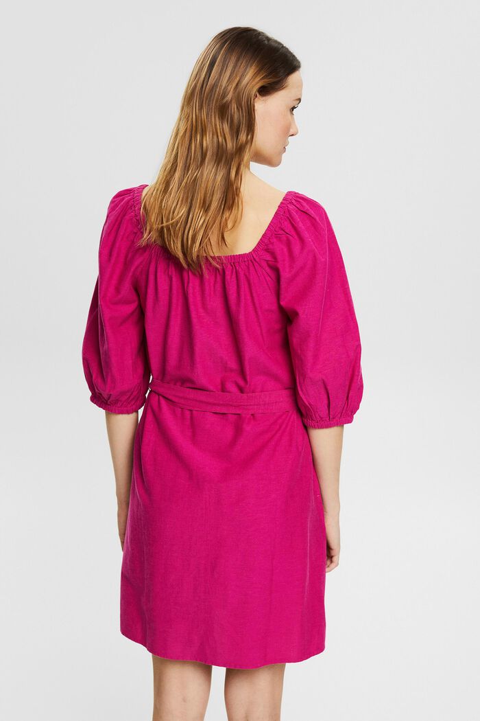 Met linnen: jurk met knoopsluiting, PINK FUCHSIA, detail image number 2