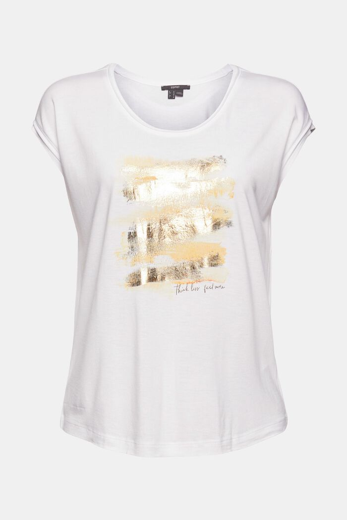 T- Shirt met glitterprint, LENZING™ ECOVERO™, WHITE, detail image number 6