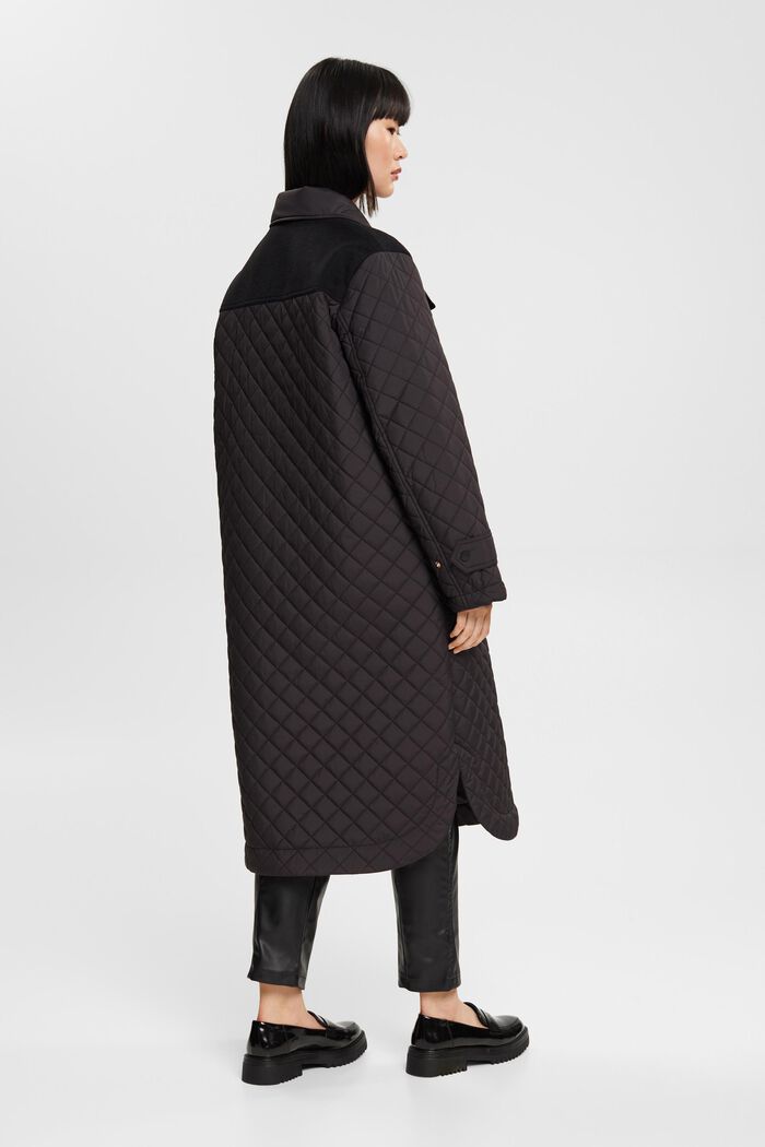 Lange gewatteerde mantel, BLACK, detail image number 4