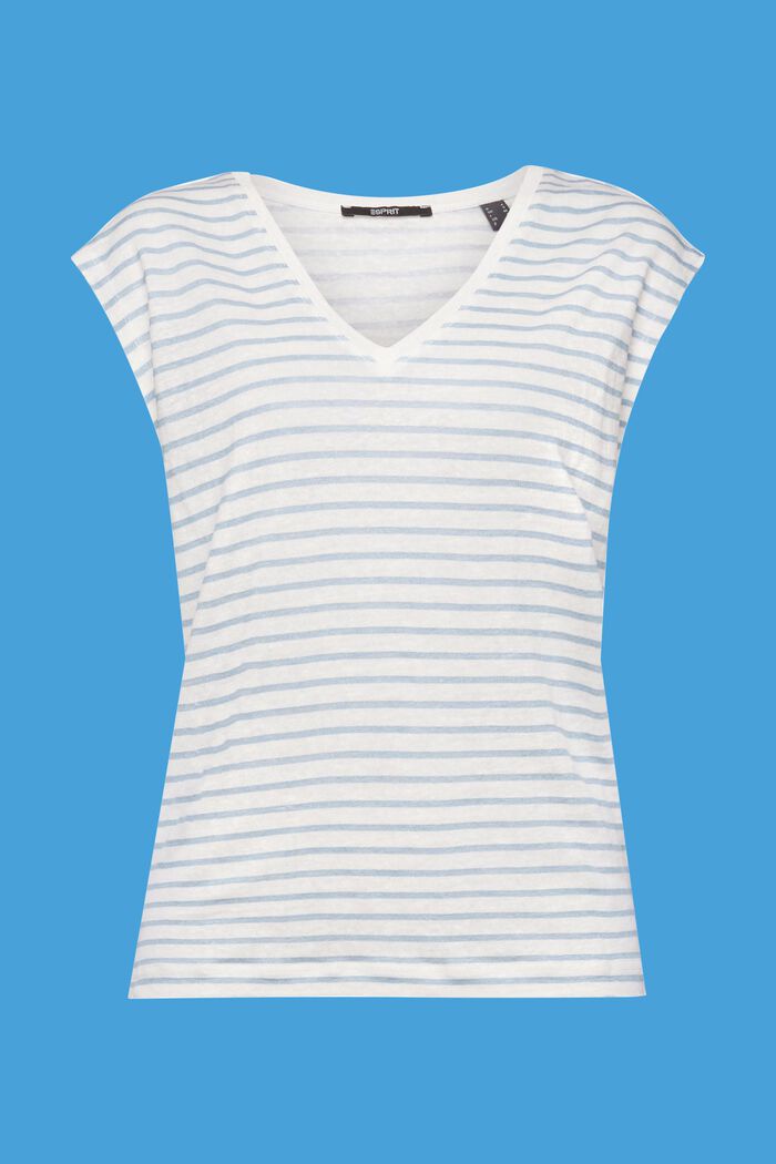 T-shirt met strepen, 100% linnen, LIGHT BLUE LAVENDER, detail image number 7