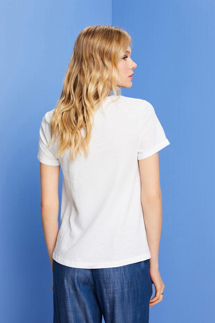 Basic T-shirt met ronde hals, 100% katoen, WHITE, detail image number 3