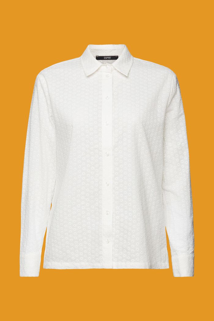 Overhemdblouse met borduursel, 100% katoen, WHITE, detail image number 5