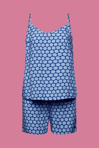 Pyjamashort met stippenprint, DARK BLUE, overview