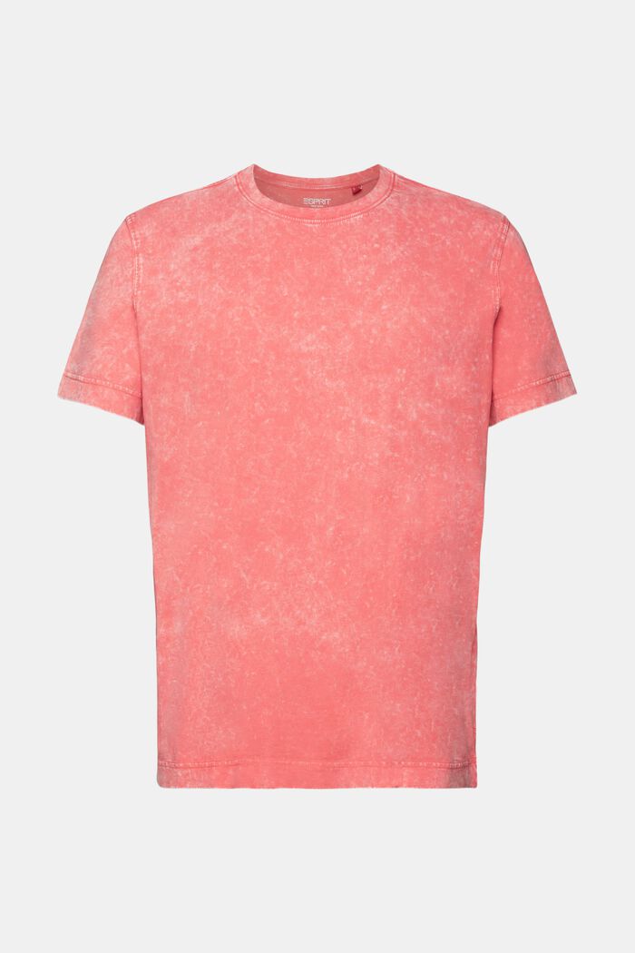 Stone-washed T-shirt, 100% katoen, CORAL RED, detail image number 6