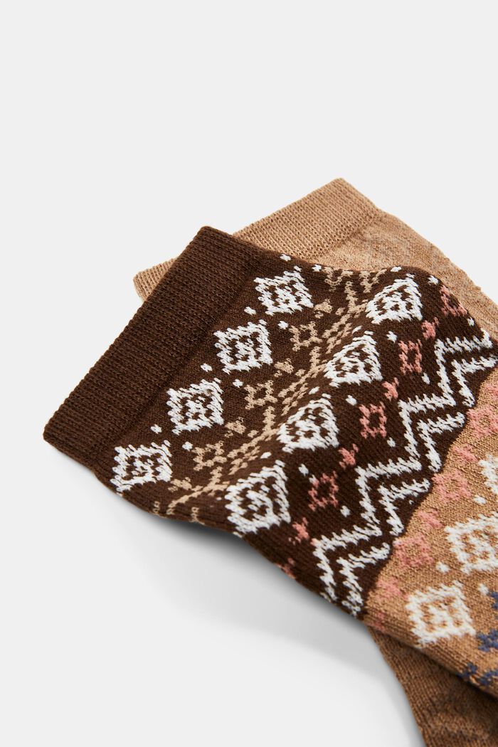 Set van 2 paar Noorse sokken, organic cotton, BROWN, detail image number 1