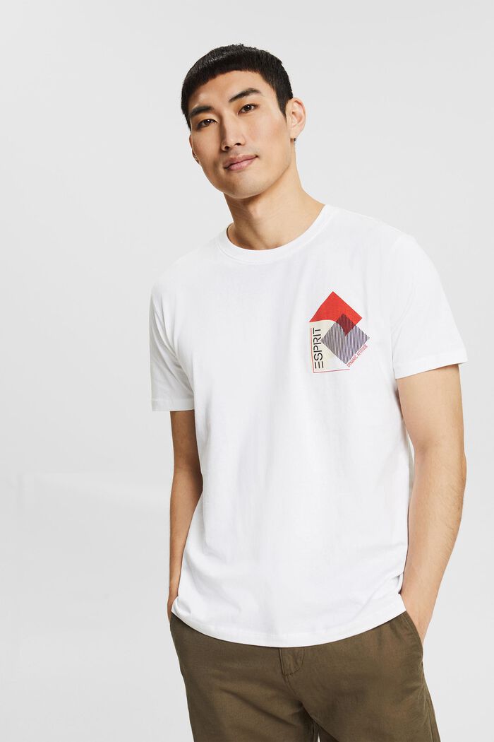 Jersey T-shirt met print, biologisch katoen, WHITE, detail image number 0