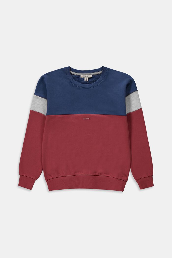 Sweatshirt met colour block, GARNET RED, overview