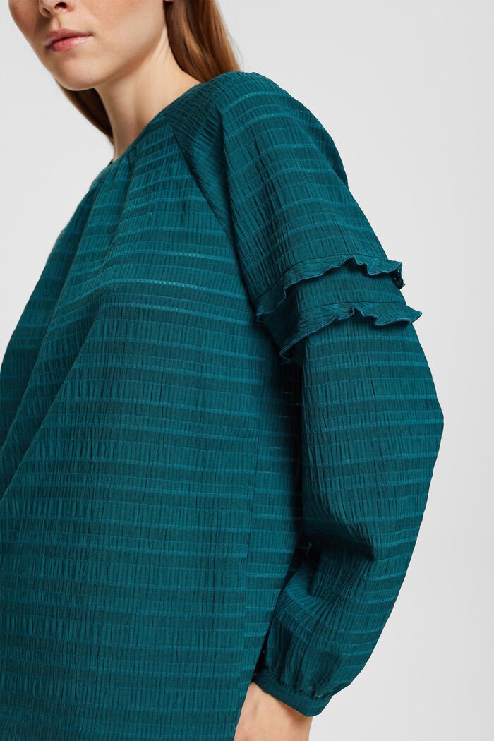 Gestructureerde blouse met rimpelingen, TEAL GREEN, detail image number 2