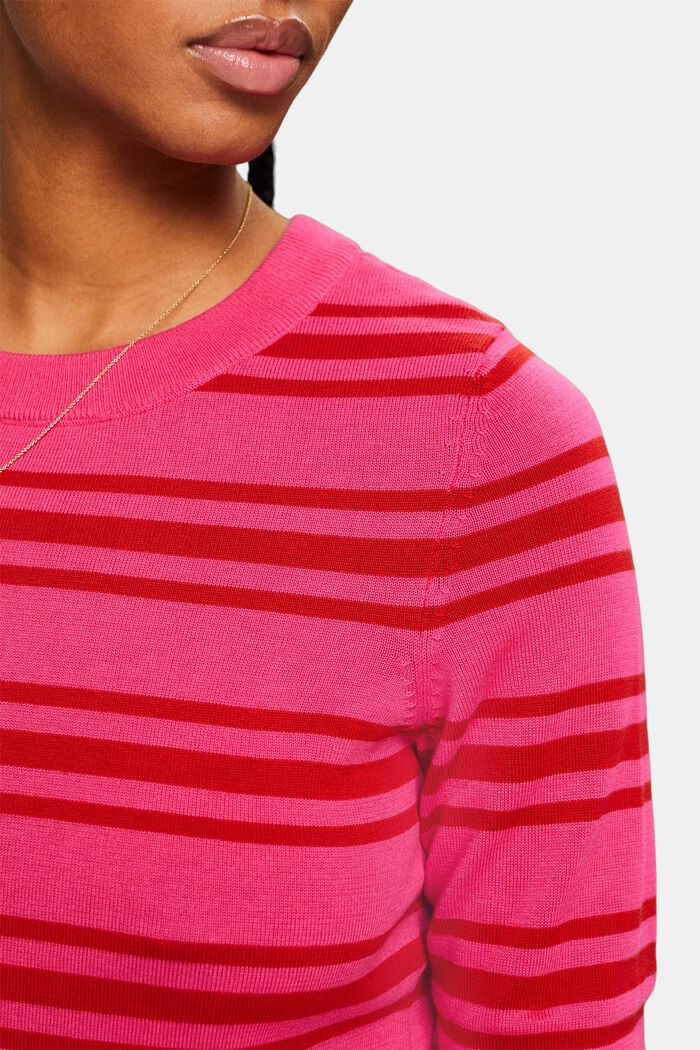 Sweatshirt met ronde hals en strepen, PINK FUCHSIA, detail image number 3