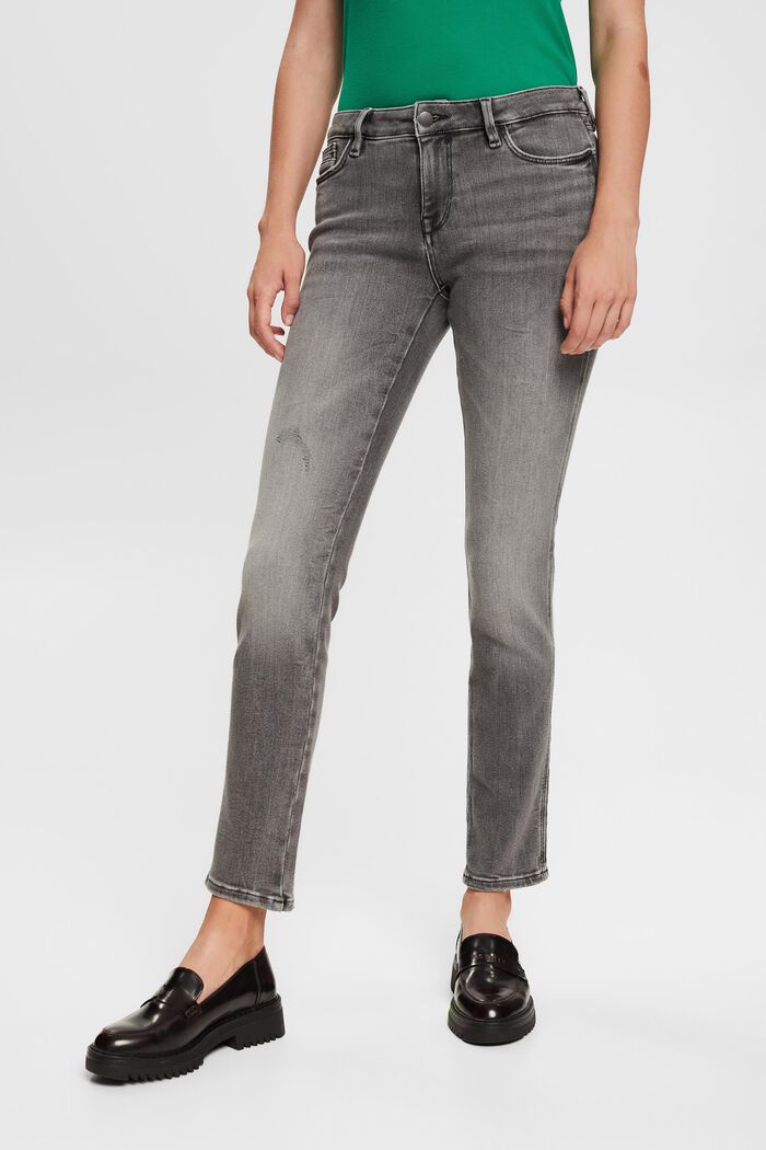 Slim fit-jeans met stretch, GREY MEDIUM WASHED, detail image number 1