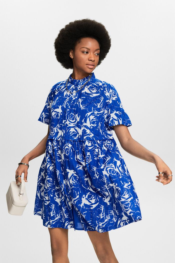 A-lijn mini-jurk met print, BRIGHT BLUE, detail image number 4