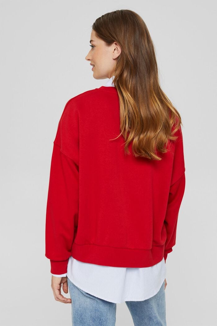 Geborduurd sweatshirt van een mix met biologisch katoen, RED, detail image number 3