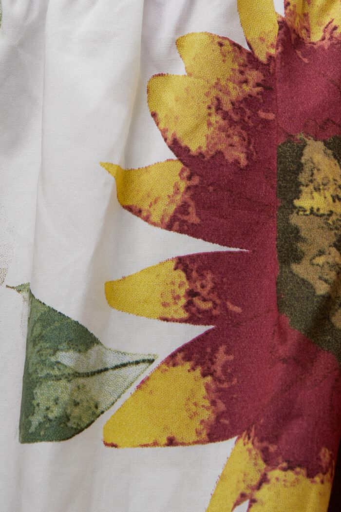 Off-the-shoulder mini-jurk van popeline met motief, WHITE, detail image number 4