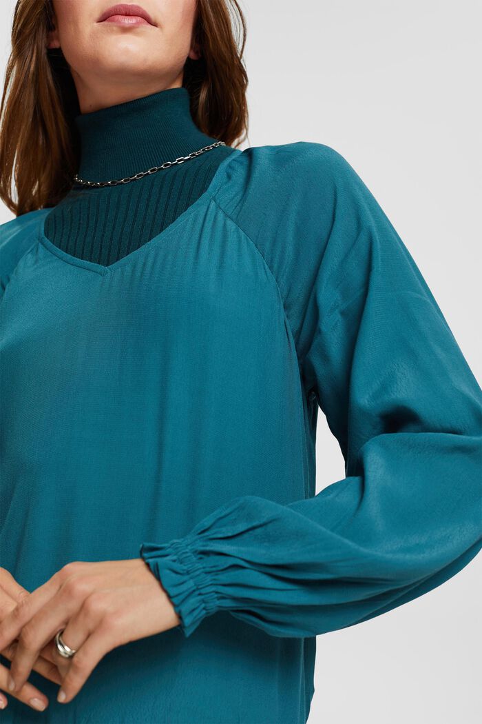 Viscose blouse, TEAL GREEN, detail image number 2