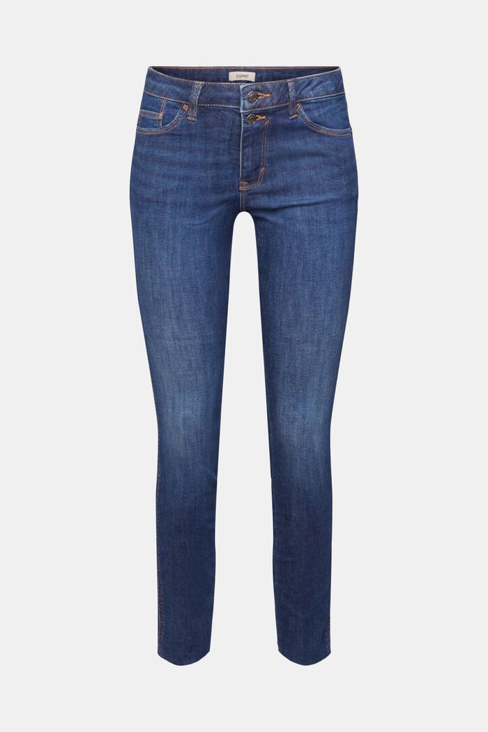 High-rise skinny jeans met stretch, BLUE DARK WASHED, overview