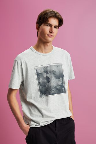 Zwart T-shirt van een katoenmix met viscose en print