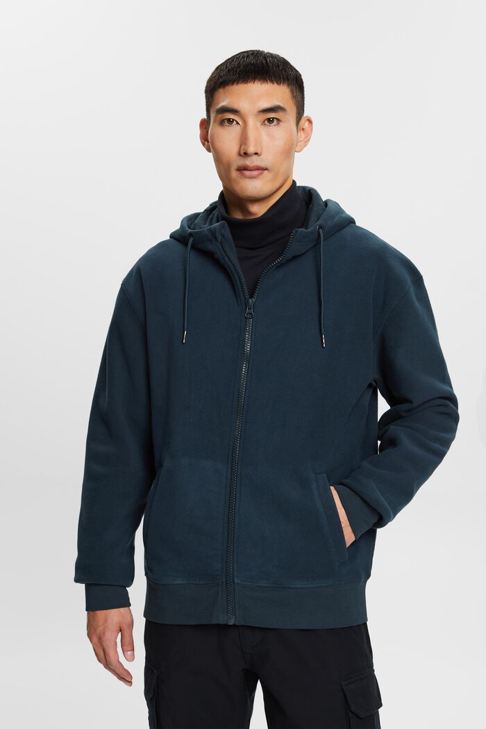 Fleece sweatshirt met hoodie, PETROL BLUE, detail image number 0