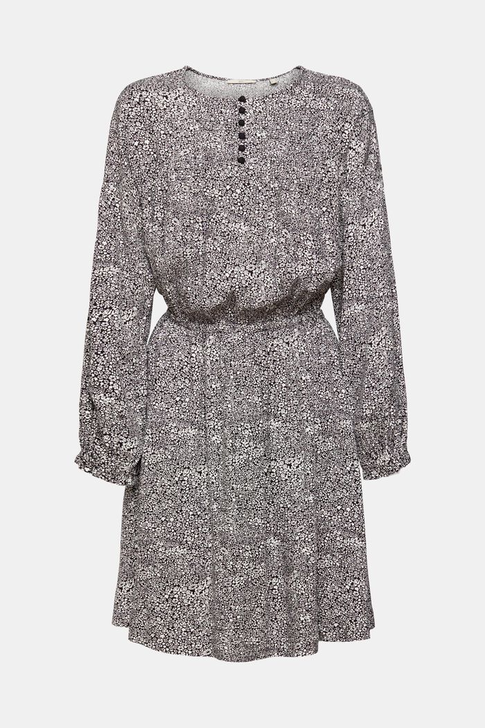 Bloemige jurk met lange mouwen, LENZING™ ECOVERO™, NEW BLACK, detail image number 6