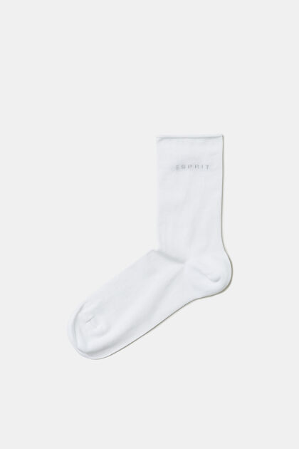 Set van 2 paar sokken met rolrandjes, organic cotton, WHITE, overview