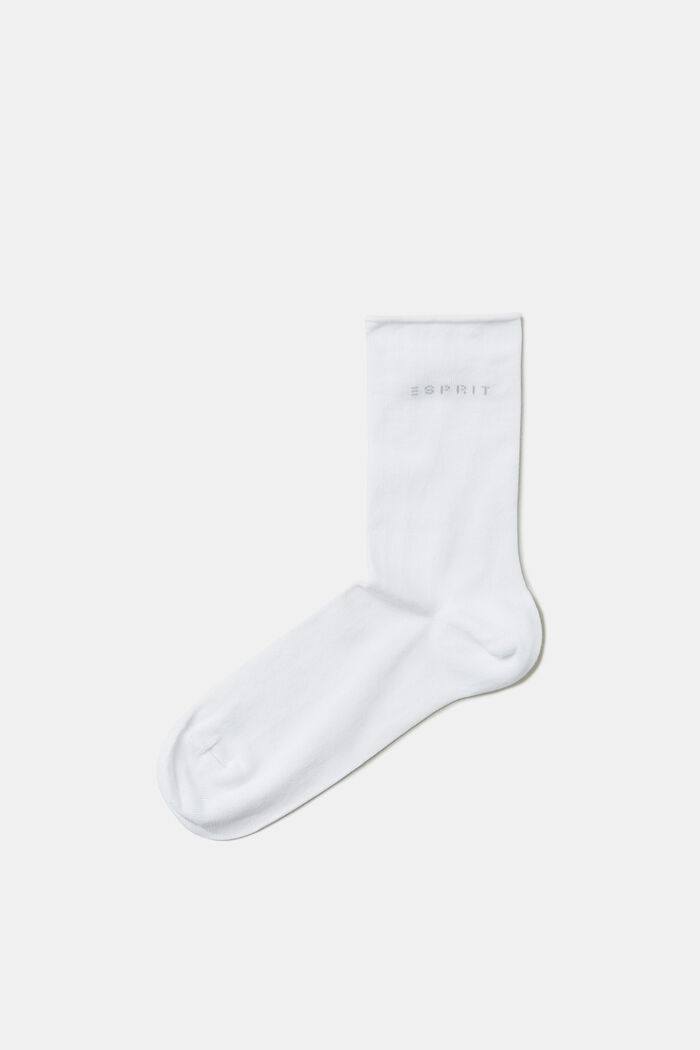 Sokken met rolrandjes, van een katoenmix, WHITE, detail image number 0