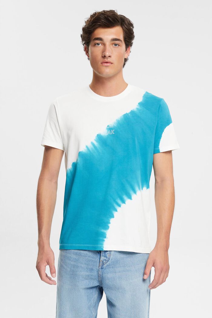 Jersey T-shirt met gebatikte kleuring, TEAL BLUE, detail image number 0
