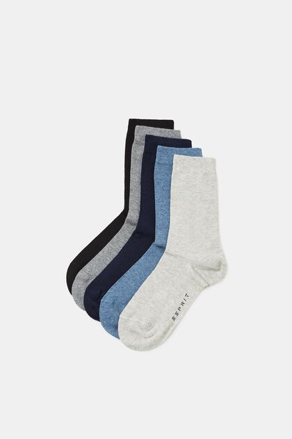 Vijf paar effen sokken, BLUE/GREY/WHITE, overview