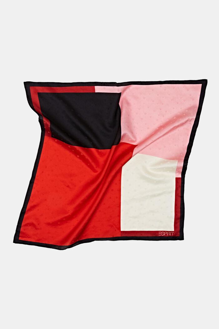 Vierkante bandana van een zijdemix met print, RED, detail image number 1
